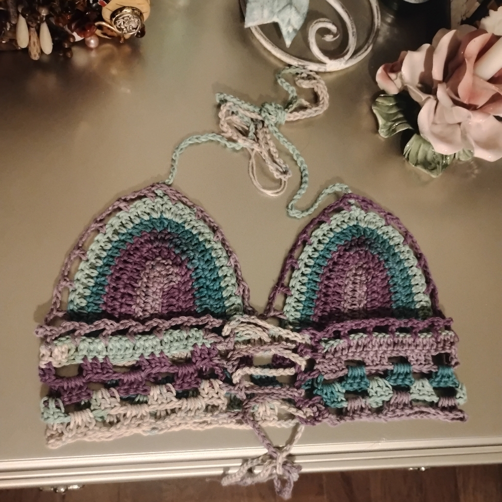 Multicolor Crochet Halter Top - Picture 4 of 14